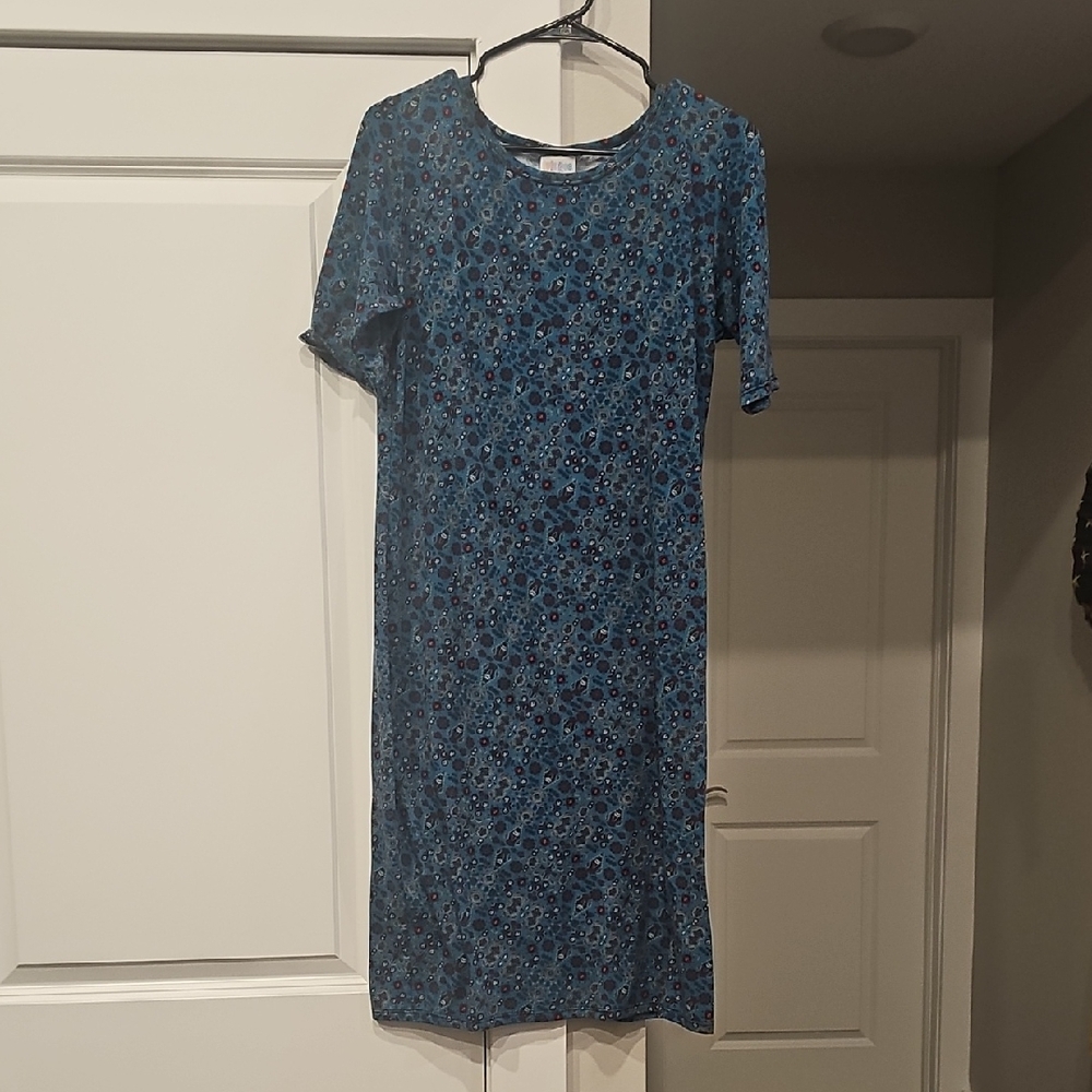 LuLaRoe Teal/Blue Floral Midi Dress